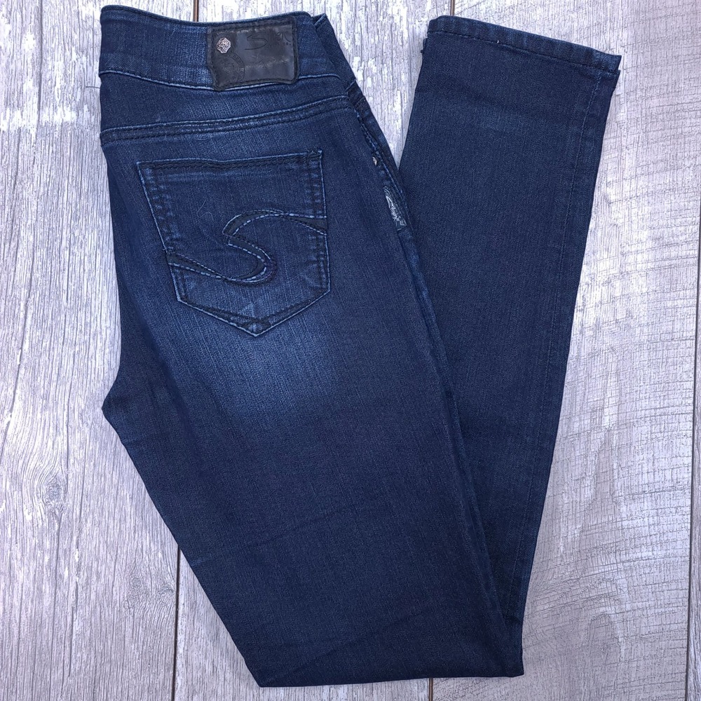 Silver Jeans Suki Skinny Womens Size 27x31 Dark Indigo Mid Rise Stretch Denim